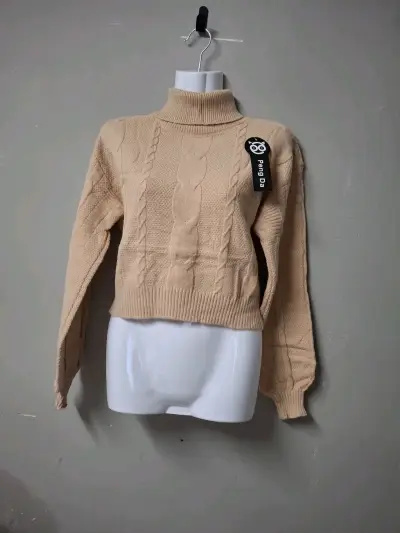 Suéter morado de punto grueso para mujer - miniatura 5