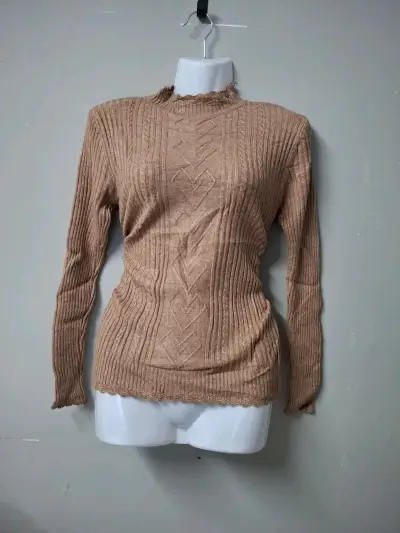 Suéter morado de punto grueso para mujer - miniatura 6