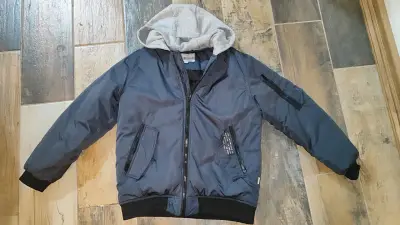 Chaqueta bomber azul con capucha gris - miniatura 1