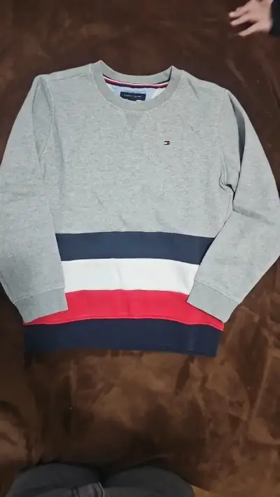 Polerón Tommy Hilfiger gris con franjas - miniatura 1