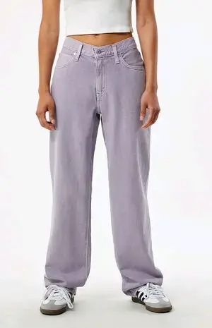 Jeans lilas de tiro alto para mujer
