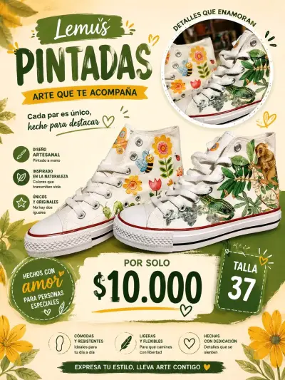 Zapatillas pintadas a mano Frida Kahlo - miniatura 4