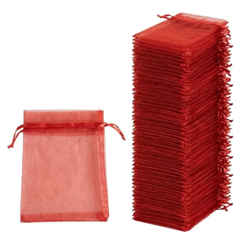 Bolsas de organza rojas 9x12 cm 100 unidades - 1