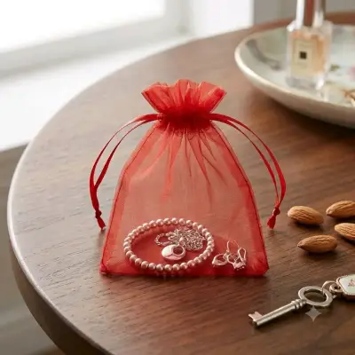 Bolsas de organza rojas 9x12 cm 100 unidades - miniatura 2