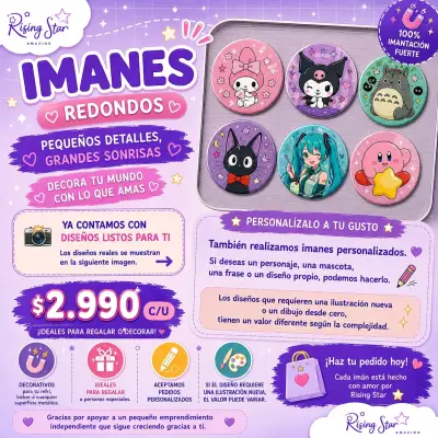 Imanes redondos decorativos personalizados - miniatura 1