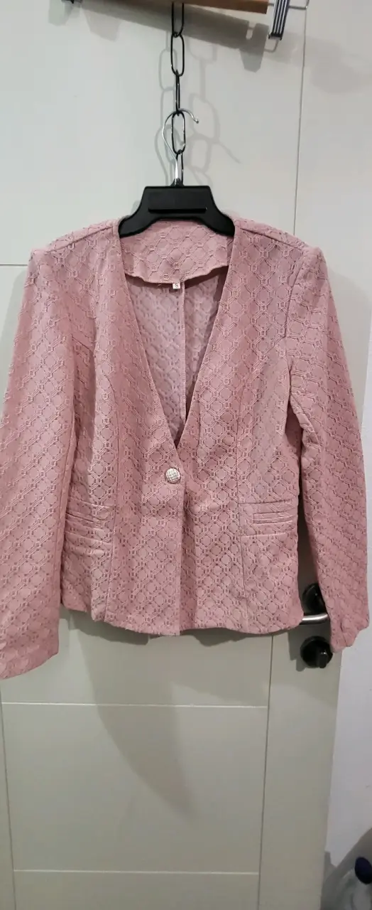 Blazer de encaje rosa para mujer - 4