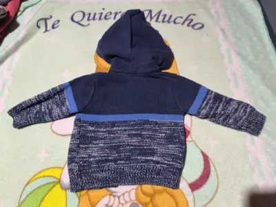 Chaleco de bebé con capucha azul y gris - miniatura 2