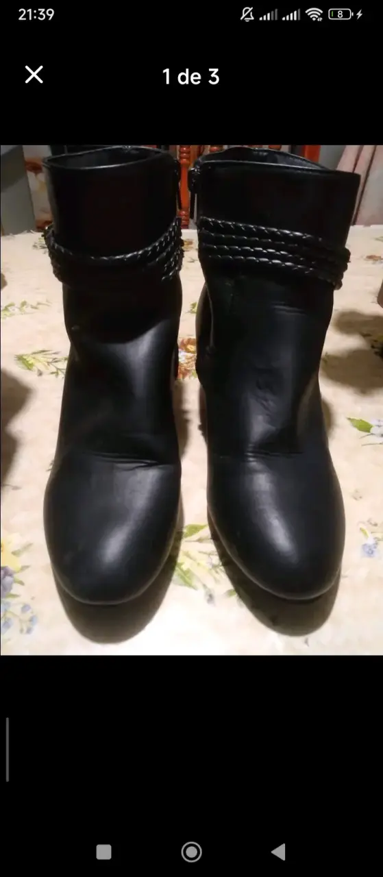 Botines negros de cuero con detalle trenzado - 1