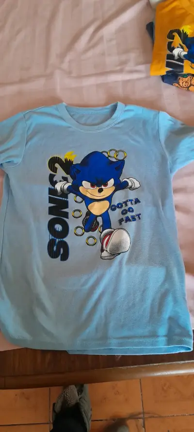 Polera azul de Sonic para niños - miniatura 1