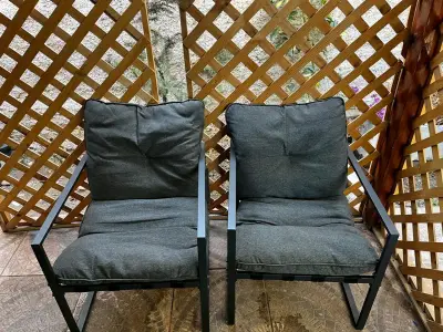 Juego de muebles de terraza con cojines negros - miniatura 4