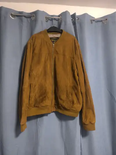Chaqueta bomber de gamuza marrón - miniatura 1