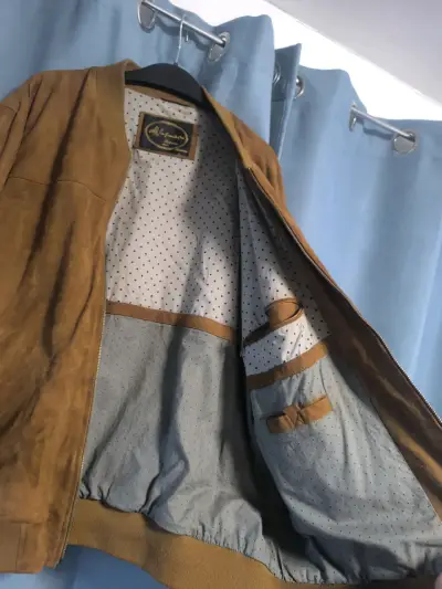 Chaqueta bomber de gamuza marrón - miniatura 3
