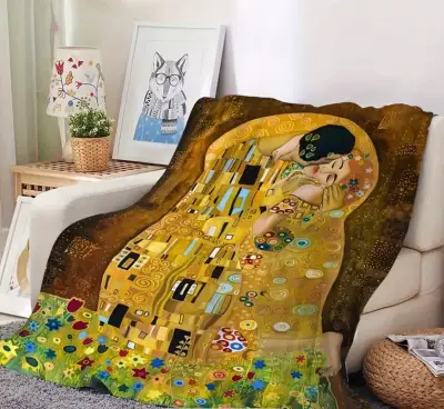Manta decorativa con diseño de El Beso - miniatura 1