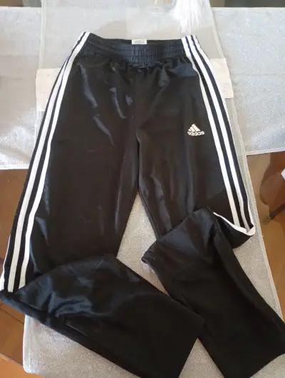 Pantalones deportivos Adidas negros con franjas - miniatura 1