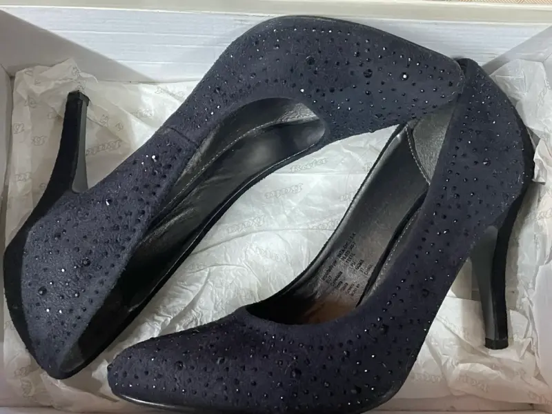 Tacones azul marino con brillo elegantes - 3
