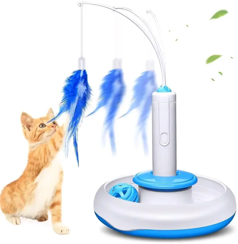 Juguete interactivo para gatos con plumas