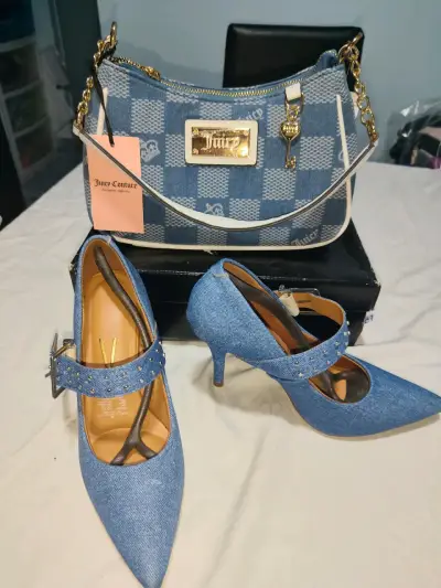 Zapatos de tacón denim con cartera Juicy - miniatura 3