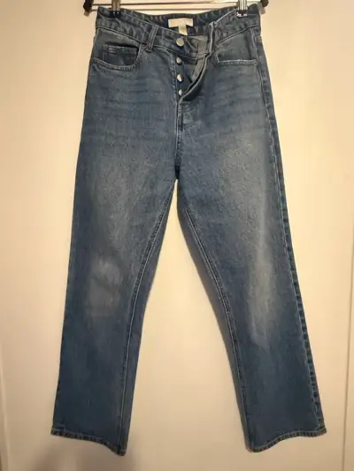 Jeans azul de tiro alto para mujer - miniatura 1