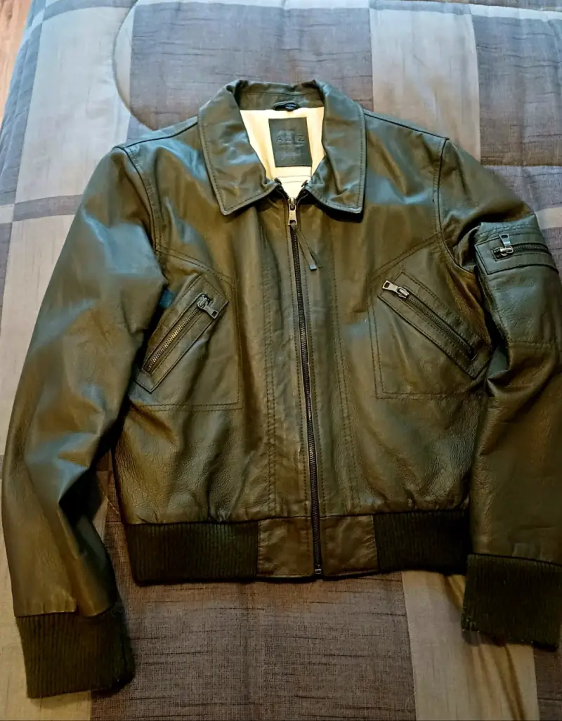 Chaqueta de mujer  Aziz 100% cuero verde oscuro - 1