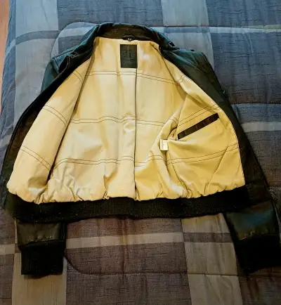 Chaqueta de mujer  Aziz 100% cuero verde oscuro - miniatura 3