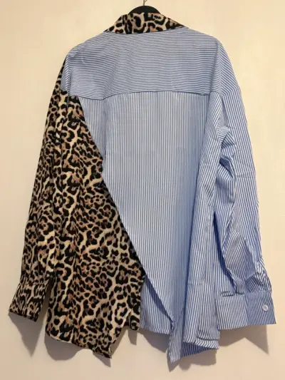 Camisa de mujer estampado mixto rayas y leopardo - miniatura 2