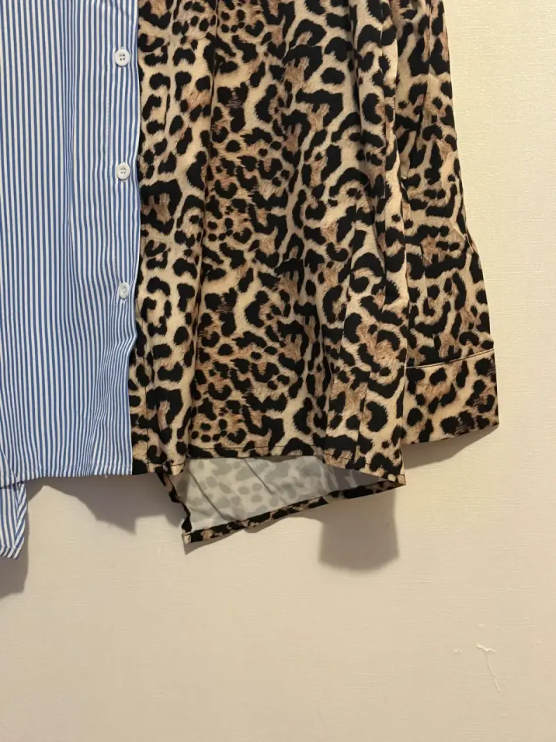 Camisa de mujer estampado mixto rayas y leopardo - 3