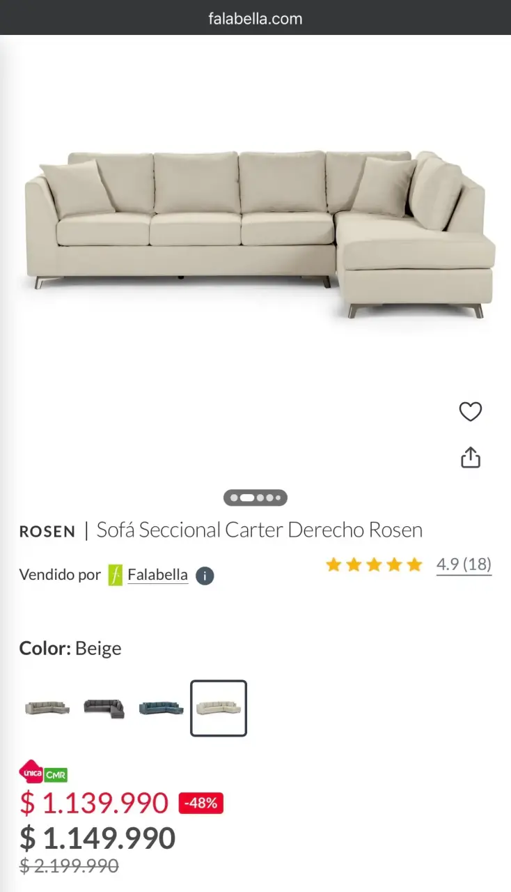 Sofá seccional marca Rosen impecable - 6