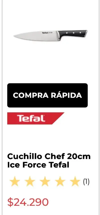 Cuchillo Chef Tefal Ice Force 20cm - miniatura 1