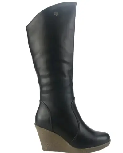 Botas negras de cuero con plataforma - miniatura 1