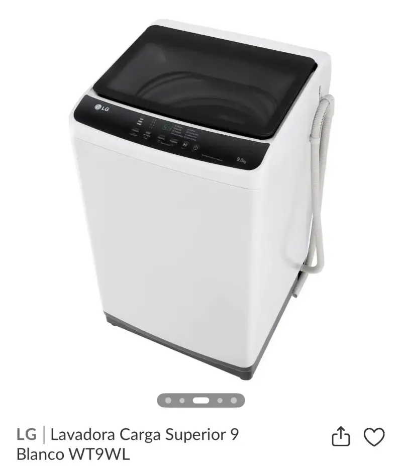 Lavadora LG carga superior 9 kg blanca - 6
