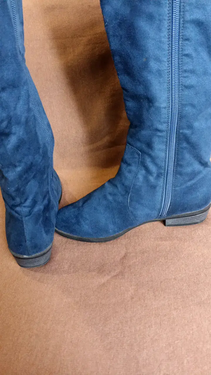 Botas largas de gamuza azul para mujer 23cm - 5