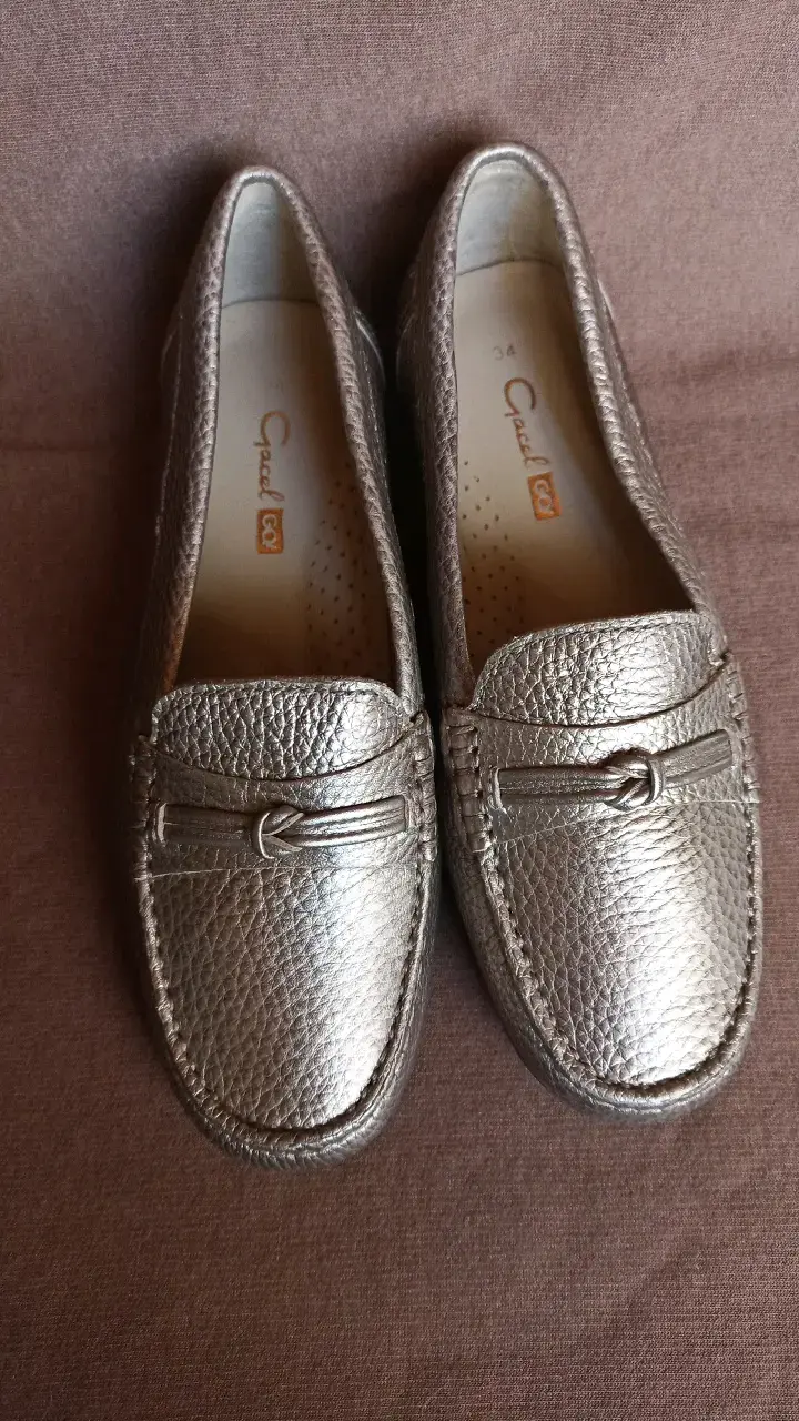 Mocasines de cuero plateados para mujer talla 34 - 3
