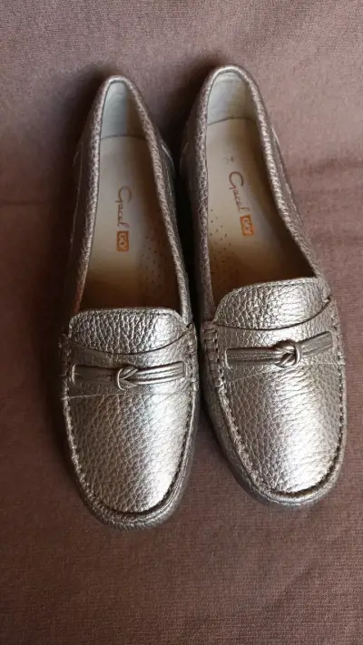 Mocasines de cuero plateados para mujer talla 34 - miniatura 3