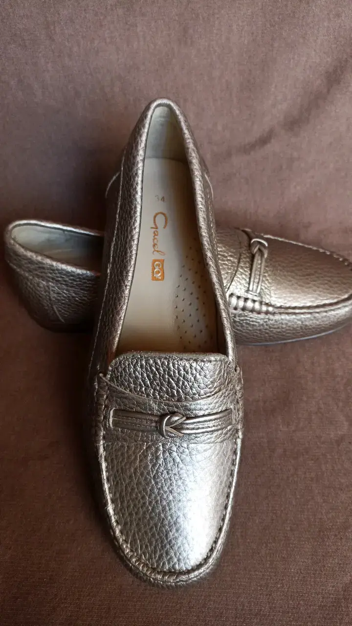 Mocasines de cuero plateados para mujer talla 34 - 5
