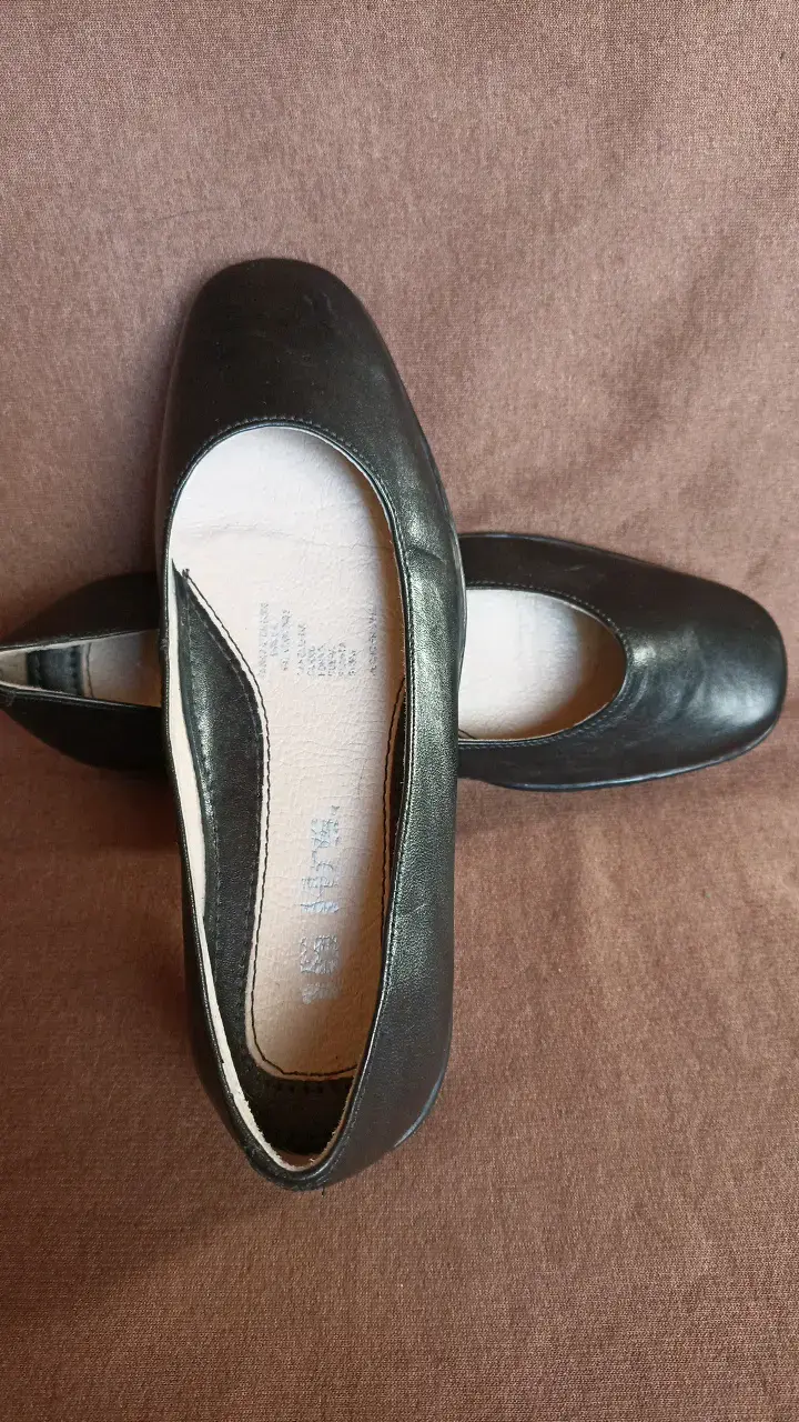 Zapatos planos negros de cuero para mujer talla 33 - 2