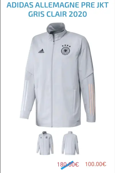 Chaqueta Adidas Alemania 3XL Gris Claro 2020 - miniatura 1