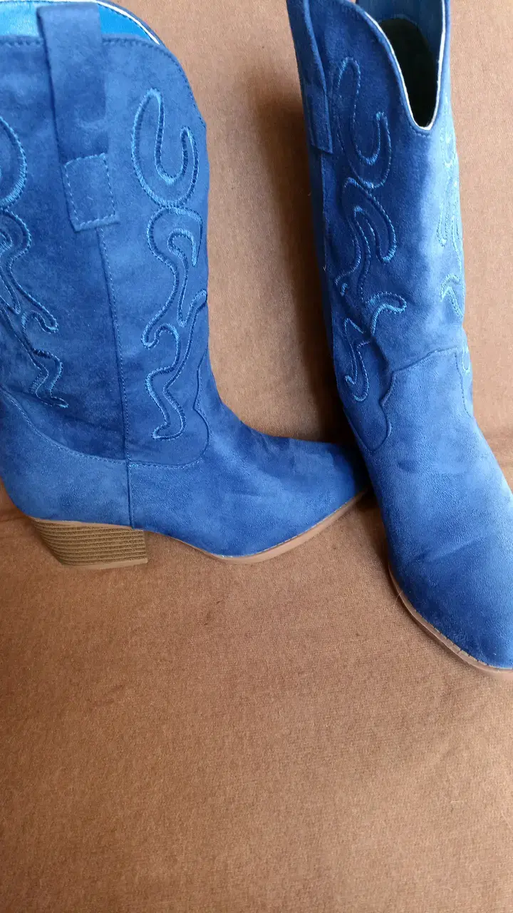Botas vaqueras de gamuza azul - 2