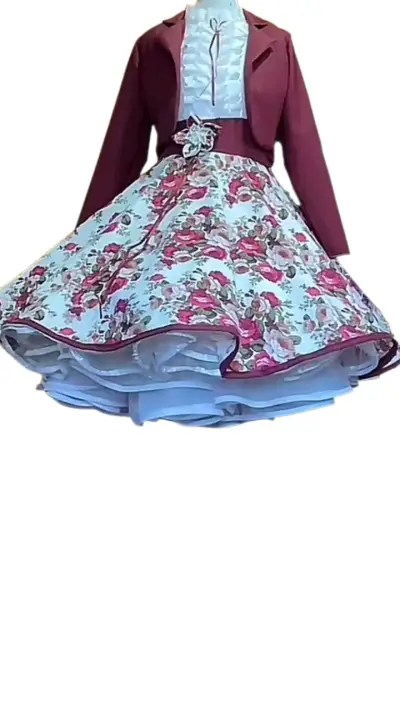 Vestido folclórico floral con chaqueta - miniatura 1