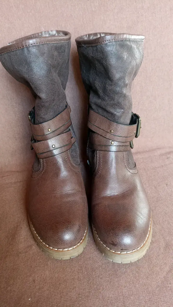 Botines de cuero marrón con forro de piel talla 35 - 3