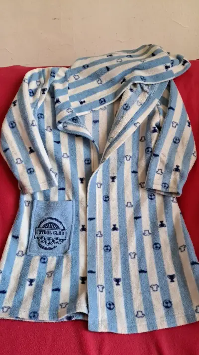 Bata infantil de polar rayada azul - miniatura 1