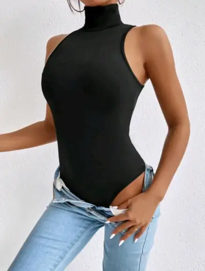 Body negro sin mangas cuello alto - miniatura 2