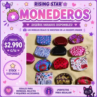 Monederos Rising Star con diseños variados - miniatura 1