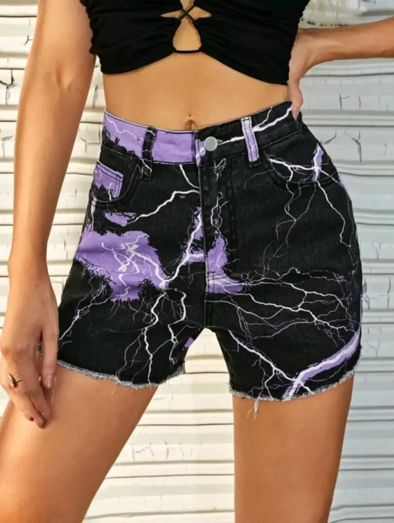 Shorts de mezclilla con diseño eléctrico - 2
