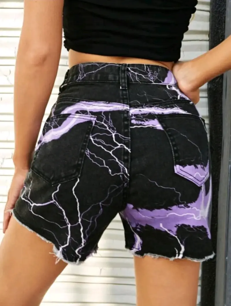 Shorts de mezclilla con diseño eléctrico - 3