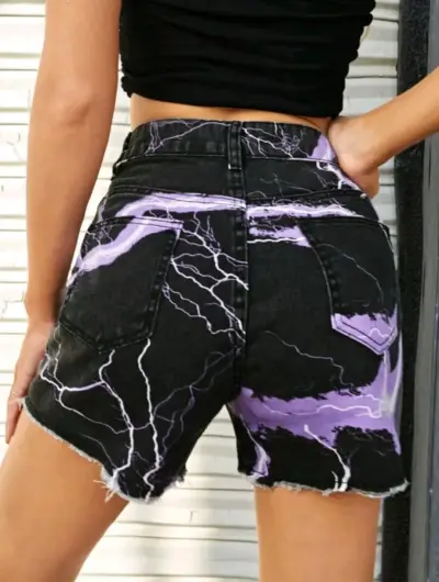 Shorts de mezclilla con diseño eléctrico - miniatura 3