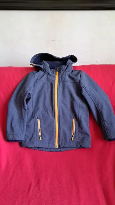 Chaqueta infantil azul acero con capucha - miniatura 1