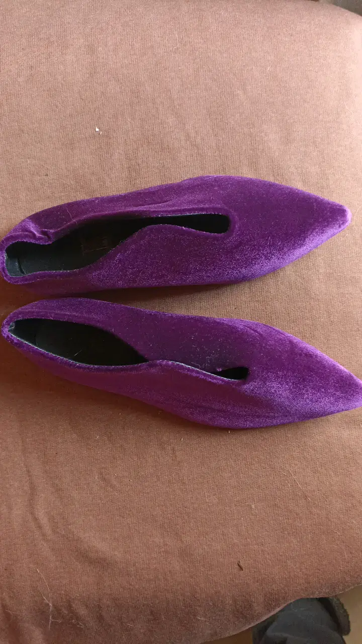 Zapatos planos de terciopelo morado - 3