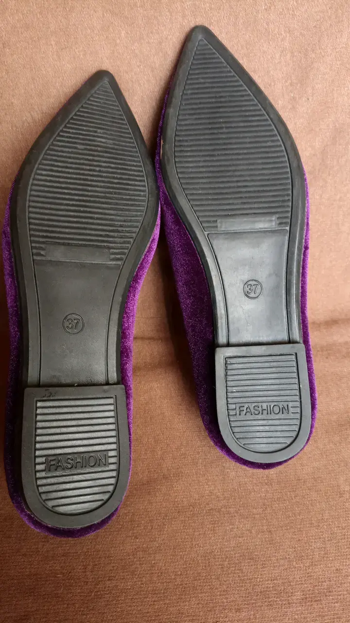 Zapatos planos de terciopelo morado - 4