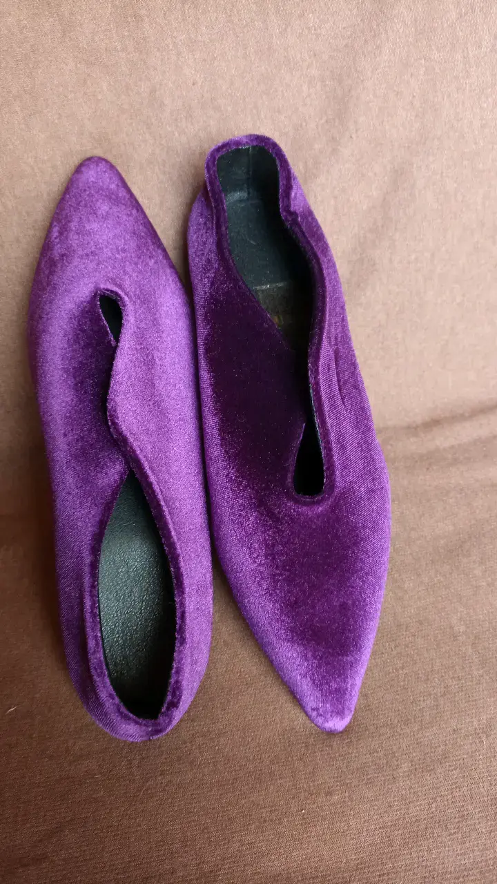 Zapatos planos de terciopelo morado - 5