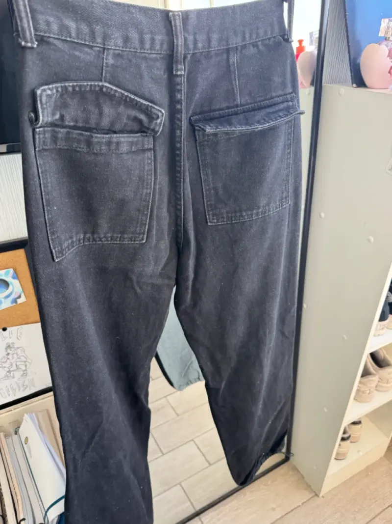 Jeans unisex azul claro con paneles oscuros - 2